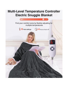 Manta Térmica Eléctrica Yokimisu 127x178 cm Gris con Mangas 2