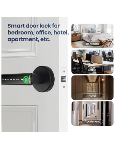 Cerradura Inteligente Kadonio 406 Negra con Huella Dactilar y APP