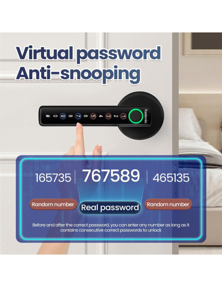 Cerradura Inteligente Kadonio 406 Negra con Huella Dactilar y APP