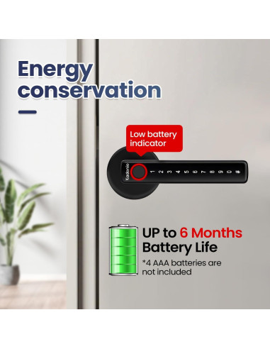 Cerradura Inteligente Kadonio 406 Negra con Huella Dactilar y APP