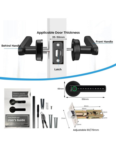 Cerradura Inteligente Kadonio 406 Negra con Huella Dactilar y APP