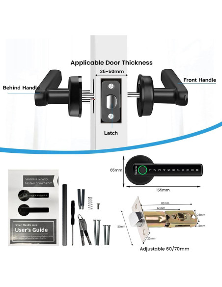 Cerradura Inteligente Kadonio 406 Negra con Huella Dactilar y APP