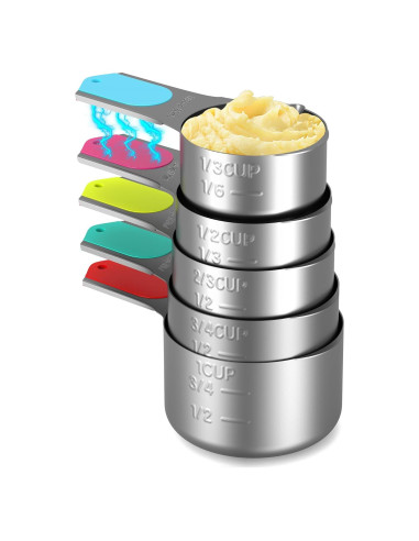 Juego de Tazas Medidoras Magnéticas 5PCS Minteem Acero Inoxidable