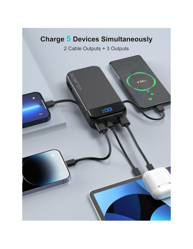 Cargador Portátil LENGSUM 32000mAh con Cables Integrados