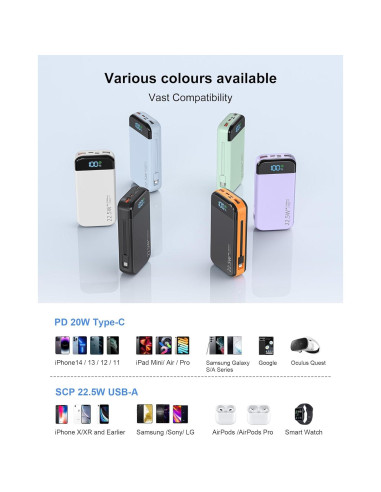 Cargador Portátil LENGSUM 32000mAh con Cables Integrados