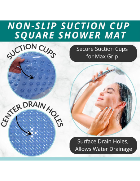 Alfombrilla de Ducha Antideslizante ENKOSI 53x53 cm Azul Aqua