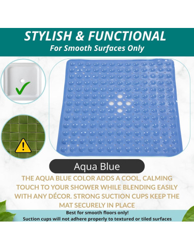 Alfombrilla de Ducha Antideslizante ENKOSI 53x53 cm Azul Aqua
