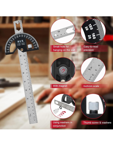 Transportador de Ángulo P.I.T. 203mm Ajustable para Carpinteros