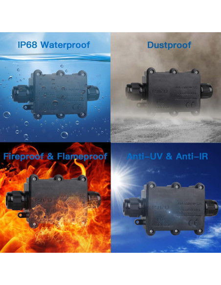 Caja de Conexiones Exterior Impermeable IP68 Helunsi - Negra