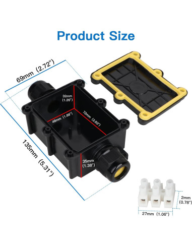 Caja de Conexiones Exterior Impermeable IP68 Helunsi - Negra