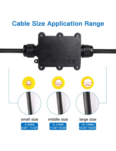 Caja de Conexiones Exterior Impermeable IP68 Helunsi - Negra