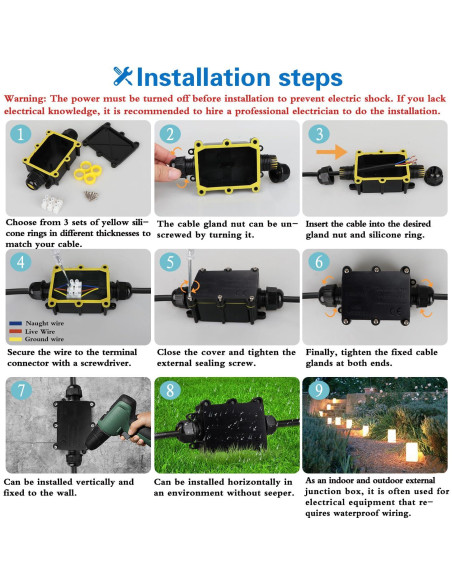 Caja de Conexiones Exterior Impermeable IP68 Helunsi - Negra