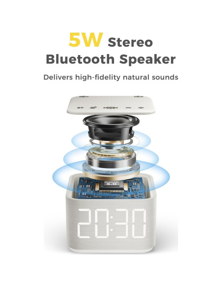 Reloj Despertador Digital Mojikoo con Altavoz Bluetooth 5W Reloj Despertador Digital Mojikoo con Altavoz Bluetooth 5W