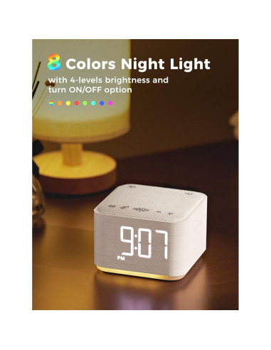 Reloj Despertador Digital Mojikoo con Altavoz Bluetooth 5W