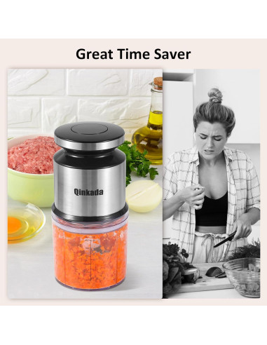Mini Procesador de Alimentos Qinkada 600ml 400W Picadora Eléctrica