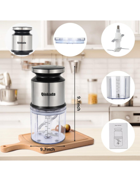 Mini Procesador de Alimentos Qinkada 600ml 400W Picadora Eléctrica Mini Procesador de Alimentos Qinkada 600ml 400W Picadora Eléctrica