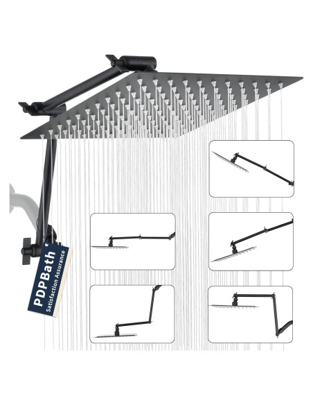 Cabezal de Ducha de Lluvia PDPBath 10" Acero Inoxidable Negro Mate Cabezal de Ducha de Lluvia PDPBath 10" Acero Inoxidable Negro Mate