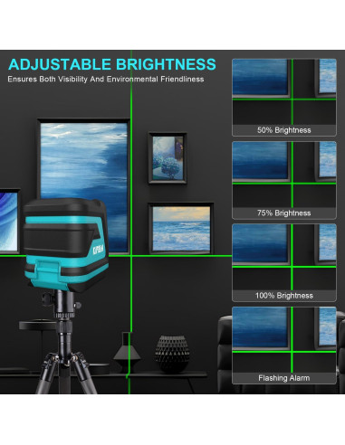 Nivel de láser verde Kiprim LV8 con autonivelación y brillo ajustable