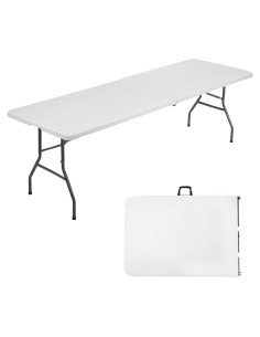 Mesa Plegable Rectangular FDW 240x75 cm Blanca para Fiestas