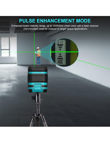Nivel de láser verde Kiprim LV8 con autonivelación y brillo ajustable