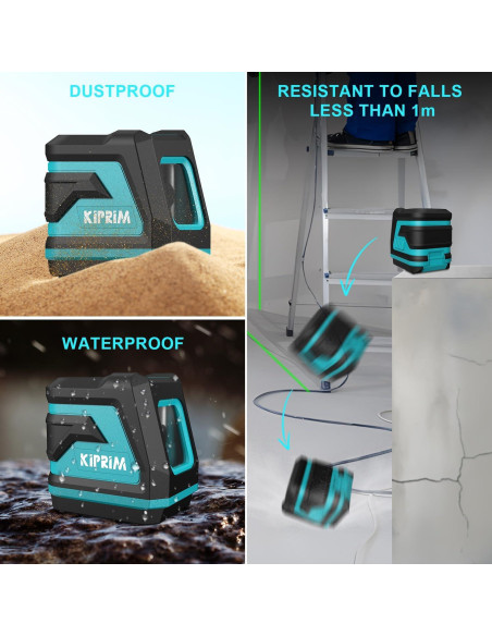 Nivel de láser verde Kiprim LV8 con autonivelación y brillo ajustable