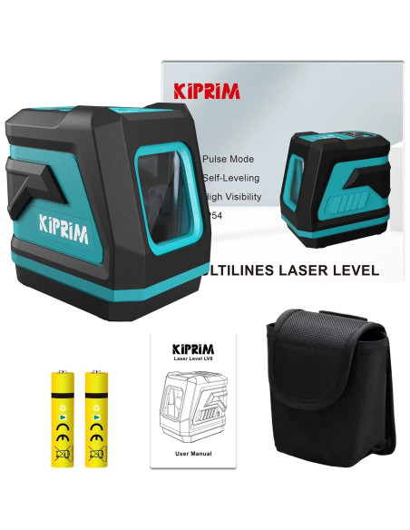 Nivel de láser verde Kiprim LV8 con autonivelación y brillo ajustable