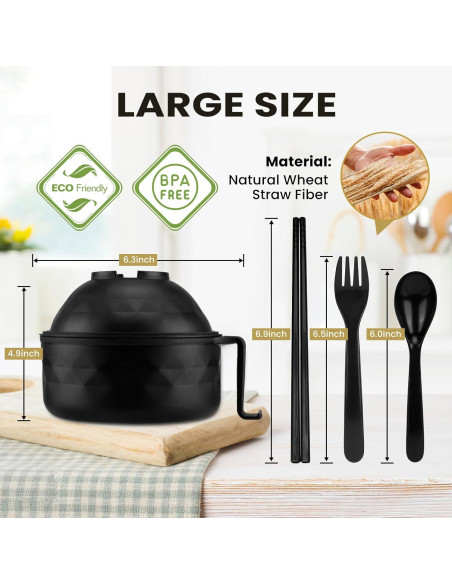 Juego de Tazones de Ramen ZENGABIA 33oz con Palillos y Cuchara