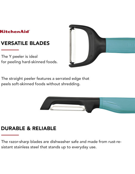 Set de 2 Peladores KitchenAid Euro y Y Acero Inoxidable Aqua