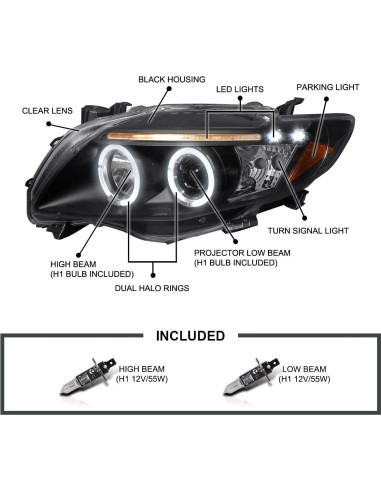 Faros Proyector LED Spec-D Tuning para Toyota Corolla 2009-2010