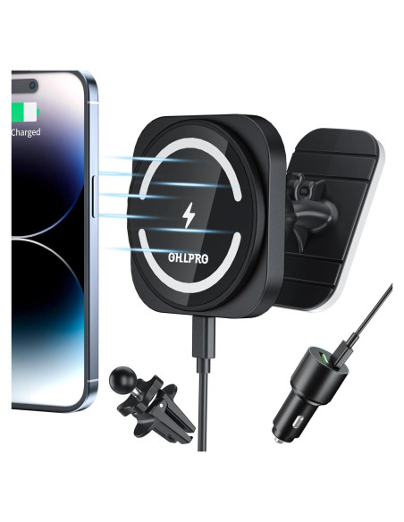 Soporte de Coche OHLPRO MagSafe con Cargador Inalámbrico 15W