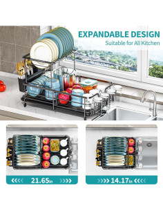 Escurridor de Platos Expandible Urackify 2 Niveles Negro 2