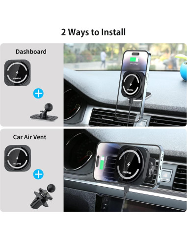 Soporte de Coche OHLPRO MagSafe con Cargador Inalámbrico 15W