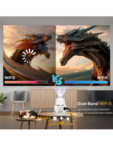 Proyector Mini WOOPKER HY300Pro 4K 1080P Portátil WiFi