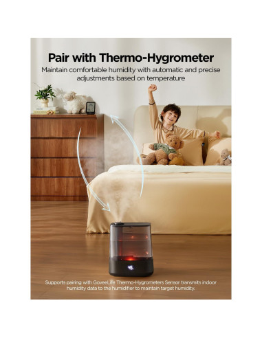 Humidificador Inteligente GoveeLife 6L Negro, Control WiFi, 60H