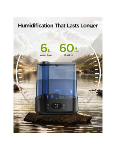 Humidificador Inteligente GoveeLife 6L Negro, Control WiFi, 60H