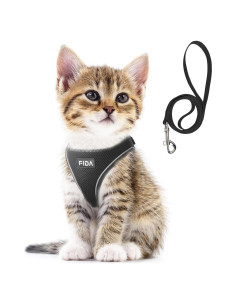 Conjunto Arnés y Correa Fida para Gatito y Cachorro Negro