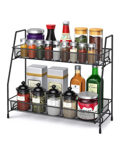 Organizador de Especias SPISPI Negro 2 Estantes 35.88x14.10x32.29 cm