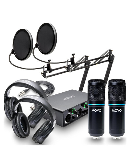 Kit de Podcast Movo PodKit2AH para 2 Micrófonos USB-C