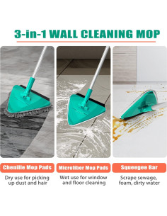 Mopa Limpiadora de Pared JEHONN 208 cm con 6 Paños Microfibra 2