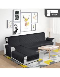 Funda de Sofá Seccional TAOCOCO Impermeable 3 Piezas Negro 2
