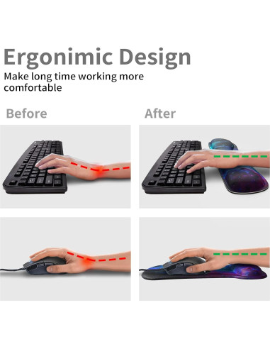 Soporte para Muñeca Ergonómico y Almohadilla de Ratón Gel Nebula Galaxy