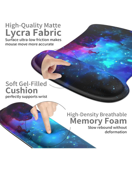 Soporte para Muñeca Ergonómico y Almohadilla de Ratón Gel Nebula Galaxy