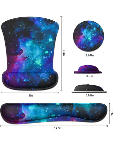 Soporte para Muñeca Ergonómico y Almohadilla de Ratón Gel Nebula Galaxy