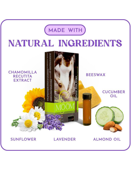 Tiras de Cera MOOM Express con Manzanilla y Lavanda - 10 Tiras