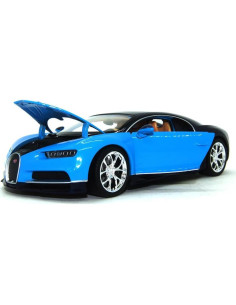Auto a Escala 1/24 Welly Bugatti Chiron Negro Azul 2