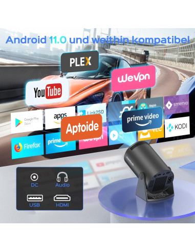 Mini Proyector Mentech HY300PRO WiFi Bluetooth 180 150" 4K