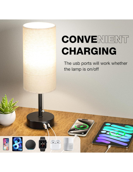 Juego de 2 Lámparas de Mesa PartageiZ con Carga USB y 3 Colores