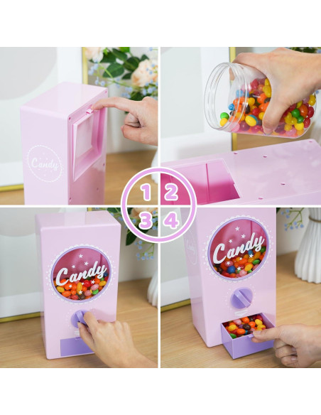 Dispensador de Caramelos Retro YOBRO Rosa 1.3L para Snacks