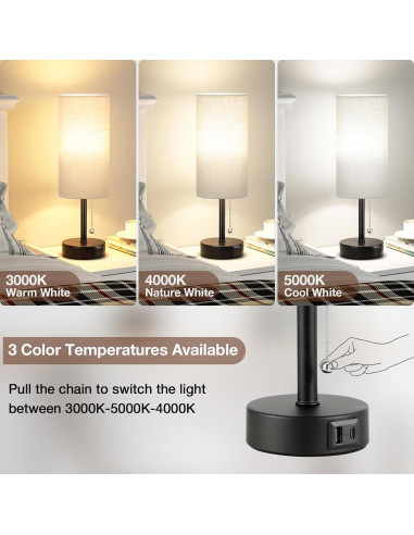 Juego de 2 Lámparas de Mesa PartageiZ con Carga USB y 3 Colores