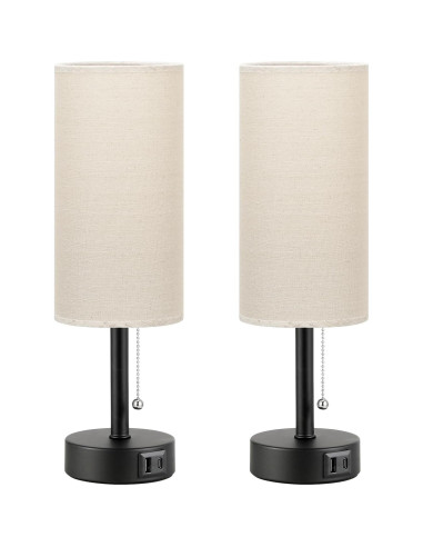 Juego de 2 Lámparas de Mesa PartageiZ con Carga USB y 3 Colores